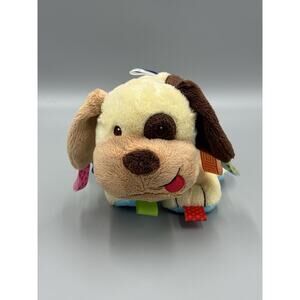 Taggies Puppy Dog Rattle Plush Lovey 8” Stuffed Animal W/ Satin Ribbon Tags